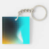 Turquoise Oranje Abstract Gradiënt Mesh Kunst Sleutelhanger (Achterkant)