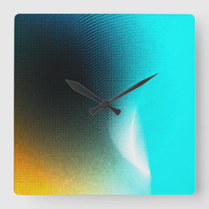 Turquoise Oranje Abstract Gradiënt Mesh Kunst Vierkante Klok