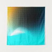 Turquoise Oranje Abstract Gradiënt Mesh Kunst Wandkleed (Voorkant (horizontaal))