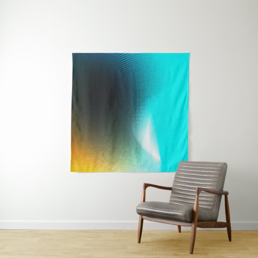 Turquoise Oranje Abstract Gradiënt Mesh Kunst Wandkleed (In situ)