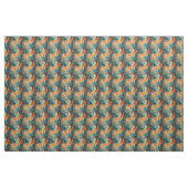 Turquoise & Oranje Abstract Stof (Yard (91,4 cm))