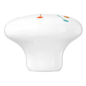 Turquoise Oranje Atomic Starburst midden eeuw Keramische Knop (Zijkant)