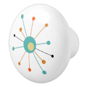Turquoise Oranje Atomic Starburst midden eeuw Keramische Knop (Rechts)