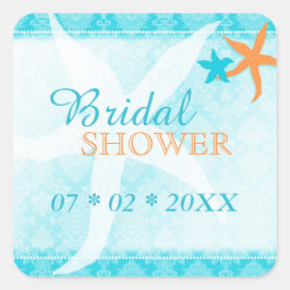 Turquoise Oranje Beach Vrijgezellenfeest Vierkante Sticker