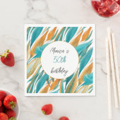 Turquoise Oranje Beauful Herfst Art Servet (Insitu)