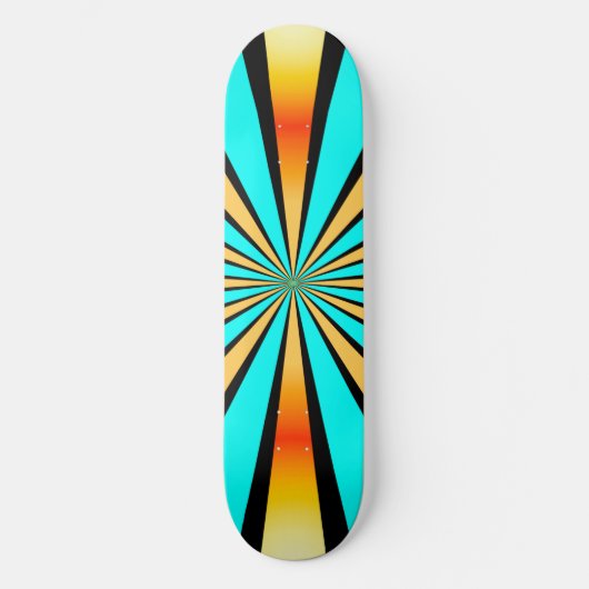 Turquoise Oranje Black Radiaal Pattern Teenslipper Persoonlijk Skateboard (Voorkant)