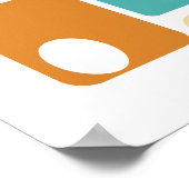 Turquoise Oranje Cream Squares Mid-eeuwse Moderne Poster (Hoek)