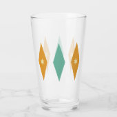 Turquoise Oranje Crème Sterren & Diamanten Midcent Glas (Achterkant)