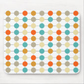 Turquoise Oranje crème tan cirkels op zwarte lijne Muismat (Voorkant)