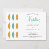 Turquoise Oranje Diamond Star Mid Century Wedding Kaart (Voorkant)