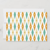 Turquoise Oranje Diamond Star Mid Century Wedding Kaart (Achterkant)