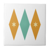 Turquoise Oranje Diamonds Cream Stars Mid Century Tegeltje (Voorkant)