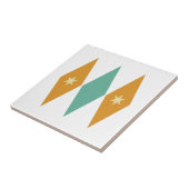 Turquoise Oranje Diamonds Cream Stars Mid Century Tegeltje (Zijkant)