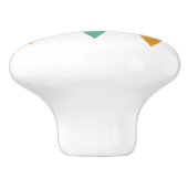 Turquoise Oranje Diamonds Cream Stars Mid Mod Keramische Knop (Zijkant)