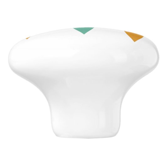 Turquoise Oranje Diamonds Cream Stars Mid Mod Keramische Knop (Zijkant)