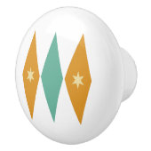 Turquoise Oranje Diamonds Cream Stars Mid Mod Keramische Knop (Rechts)