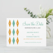 Turquoise Oranje Diamonds Mideeuw redt de datum Kaart (Staand voorkant)