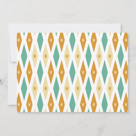 Turquoise Oranje Diamonds Mideeuw redt de datum Kaart (Achterkant)