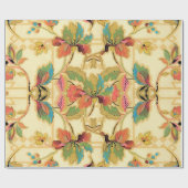  Turquoise Oranje Floral Wallpaper Pattern Cadeaupapier (Vlak)