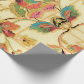  Turquoise Oranje Floral Wallpaper Pattern Cadeaupapier (Hoek)