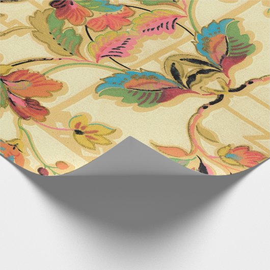 Turquoise Oranje Floral Wallpaper Pattern Cadeaupapier (Hoek)