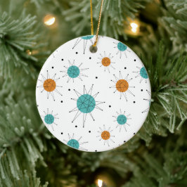 Turquoise Oranje Franciscan Starburst Mid Century Keramisch Ornament