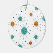 Turquoise Oranje Franciscan Starburst Mid Century Keramisch Ornament (Links)