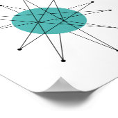 Turquoise Oranje Franciscan Starburst Mid Century Poster (Hoek)