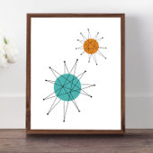 Turquoise Oranje Franciscan Starburst Mid Century Poster