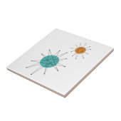 Turquoise Oranje Franciscan Starburst Mid Century Tegeltje (Zijkant)