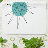 Turquoise Oranje Franciscan Starburst Mideeuw Theedoek (Gevouwen)