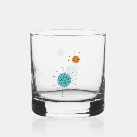 Turquoise Oranje Franciscan Starburst Mideeuw Whisky Glas (Voorkant)
