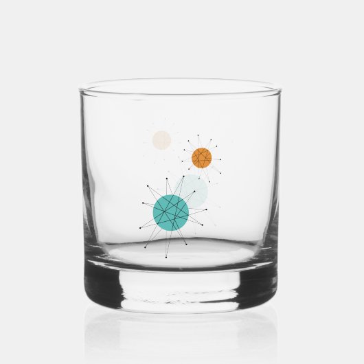 Turquoise Oranje Franciscan Starburst Mideeuw Whisky Glas (Achterkant)