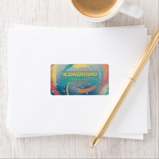 Turquoise, Oranje, Geel & Koraal Retouradreslabel Etiket