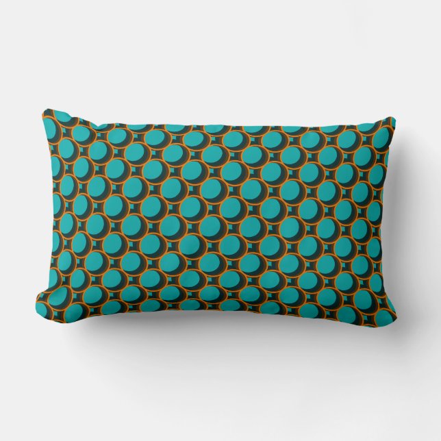 Turquoise & Oranje geometrisch patroon Kussen (Voorkant)