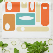 Turquoise Oranje geometrische mid-eeuwse modern Theedoek (Gevouwen)