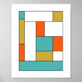 Turquoise Oranje Gold Color Block MidCentury Poster (Voorkant)