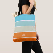 Turquoise Oranje Green Color Block Monogramed Tote Bag (Dichtbij)