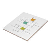 Turquoise Oranje Green Lines Squares mid Century Tegeltje (Zijkant)