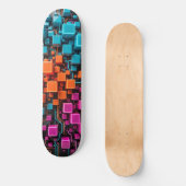 Turquoise Oranje Magenta 3D Circuit Skateboard (Voorkant)