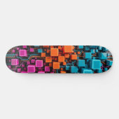 Turquoise Oranje Magenta 3D Circuit Skateboard (Horizontaal)