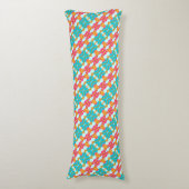 Turquoise Oranje Modern Aztec Body Pillow Lichaamskussen (Voorkant Verticaal)