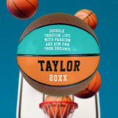 Turquoise Oranje naam typografie Basketbal