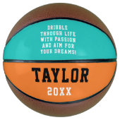 Turquoise Oranje naam typografie Basketbal (Voorkant)