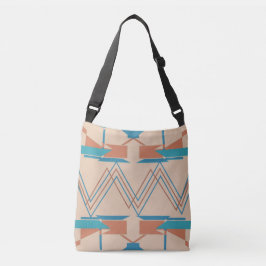 Turquoise Oranje op Tan Zig zag Mediterranean Crossbody Tas