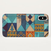 Turquoise & Oranje Patchwork  Case-Mate iPhone Case (Achterkant (horizontaal))
