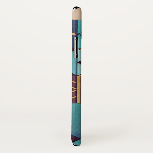 Turquoise & Oranje Patchwork  Case-Mate iPhone Case (Achterkant / rechts)