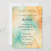 Turquoise Oranje perzik Waterverf Kaart (Voorkant)