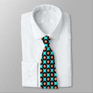 Turquoise Oranje - Retro Polka Dots Stropdas