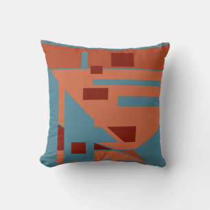 Turquoise Oranje rode geometrische zuidwestelijke  Kussen